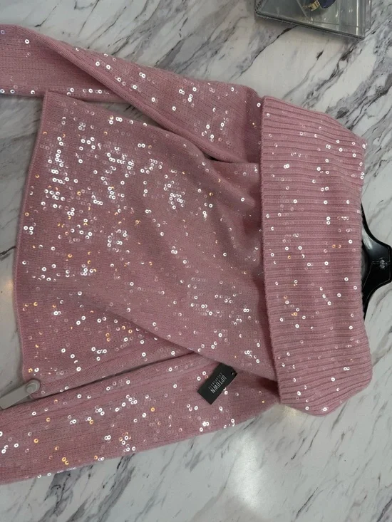 Retrofete Pink Sequin Off-the-Shoulder Sweater - Picture 2 of 8